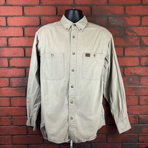 Wrangler Men's Large Tan Casual‎ Button Down Shirt – Classic, Everyday, Western